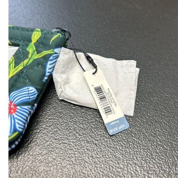 New Vera Bradley Zip ID Case in Ultralight Green Blue E19 - Picture 5 of 6